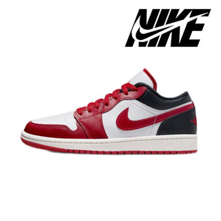 Nike Air Jordan 1 Low Wearable Low Top Retro รองเท้าผ้าใบสีขาวสีแดงสีดำ