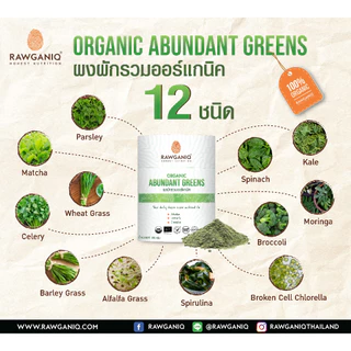 ผงผักรวมออร์แกนิค 12 ชนิด 100g มีใบรับรองออร์แกนิค Organic Abundant Greens Powder มีผลแลป มีใบรับรองออร์แกนิค(USDA, EU)