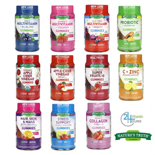 [Lot ใหม่ แพคเกจใหม่ !] เยลลี่วิตามิน Nature’s Truth Gummies, Apple Cider, วิตามินรวม, Biotin, Collagen, Probiotic