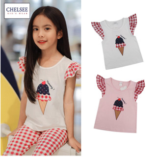 Chelsee เสื้อยืดคอกลม เด็กผู้หญิง รุ่น 237893 ลายไอศครีม ผ้า 100%Cotton อายุ 2-10ปี เสื้อผ้าแฟชั่นเด็กโต