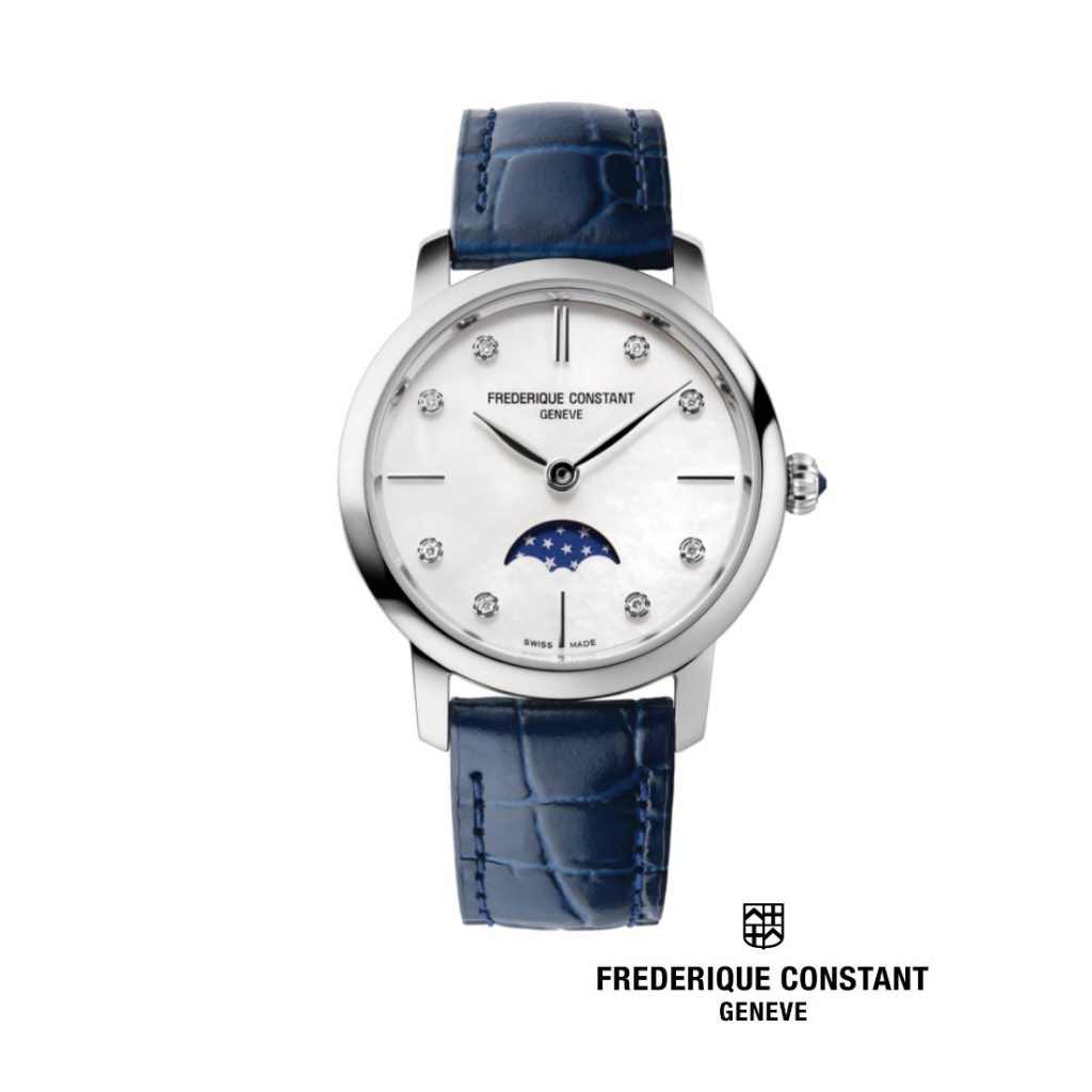 Frederique Constant Quartz FC-206MPWD1S6 Classics Moonphase Diamonds Slimline Ladies Watch
