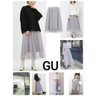 🩶G U  กระโปรงพลีทผ้าTulle 🩶Size M