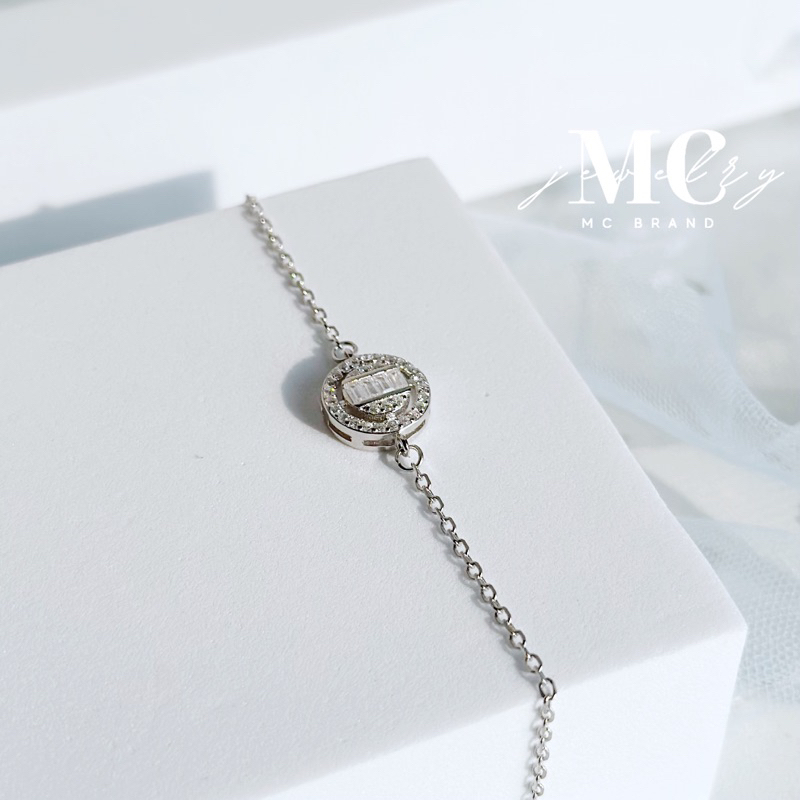 MCbrand.Jew สร้อยข้อมือเงินเเท้92.5%ชุปทองคำขาว 14 K รุ่นCasey มีใบรับประกัน แถมฟรีจิวเวลลี่สุดหรูและผ้าเช็ดเครื่องเงิน