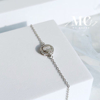 MCbrand.Jew🤍สร้อยข้อมือเงินเเท้92.5%ชุปทองคำขาว 14 K รุ่นCasey💎มีใบรับประกัน💎แถมฟรีจิวเวลลี่สุดหรูและผ้าเช็ดเครื่องเงิน✅
