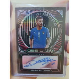 การ์ดลายเซ็นต์ ลอเรนโซ่ เปลเลกรินี่ รัน /25 ยี่ห้อ PANINI รุ่น OBSIDIAN - Lorenzo Pellegrini Auto พานินี่ นักฟุตบอล สะสม