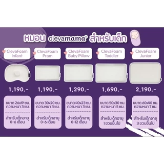 Clevamama ClevaFoam™ หมอนกันหัวแบน หมอนทารก ของเเท้ มีสติ้กเกอร์ ทุกใบ