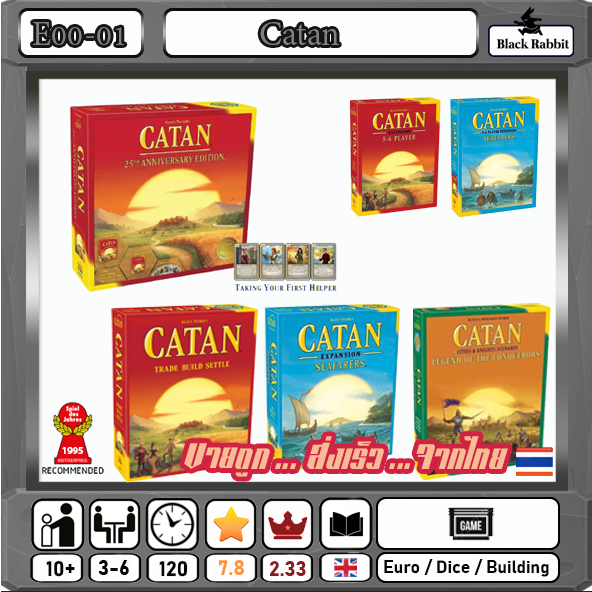 🇹🇭 E00 01 Catan 25th Aniversary / Board Game คู่มือภาษาอังกฤษ  / บอร์ดเกมส์ จีน เกมกระดาน ผู้บุกเบิก แห่งคาทาน