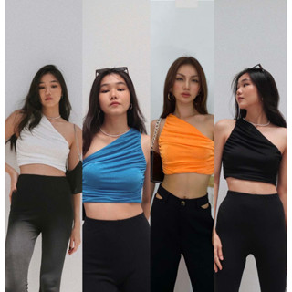 🔥Petite Side Shoulder Crop Top🔥  ครอปปาดไหล่ เอวลอย สไตล์ฝรั่ง _Gioia.991  ( #gii391 )