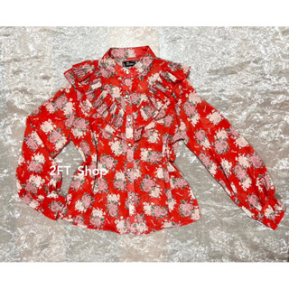 เสื้อ ชีฟอง คอปิด แต่งระบาย กระดุมหน้า แขนยาว size S M L