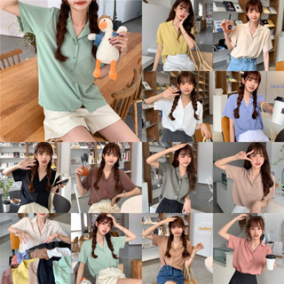 ส่งไว LKB0016 ใหม่ COD 11 สี เสื้อเชิ้ตฮาวายคอปกแขนสั้นผู้หญิง [คุณภาพสูง] แฟชั่นฤดูร้อนเกาหลีน่ารักๆ