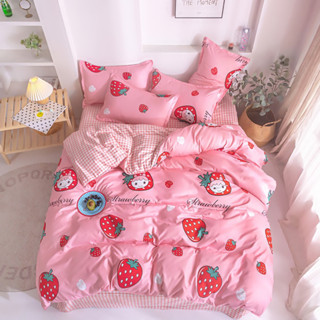 ส่งฟรี! ชุดผ้าปูที่นอน+ผ้านวมครบเซ็ต 6 ชิ้น “ลายสตรอว์เบอร์รี่” Strawberry Cartoon Beddings