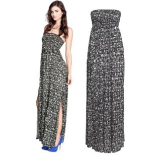 H : Strapless Print Black&amp;White Maxi Dress