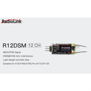 [รีซีฟ] Radiolink R12DSM 2.4Ghz 12 Channels Micro RC Receiver SBUS/PPM Long Range Control for FPV Racing Drone, Quadcopt