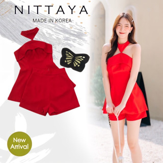 NITTAYA:เซตเสื้อเกาะอก+กางเกงสีแดง(*สอบถามสต๊อกก่อนกดสั่งน๊า)