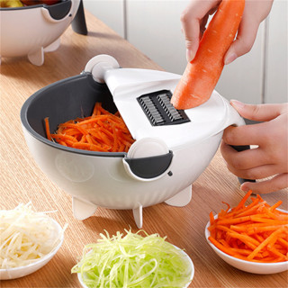 ที่หั่นผัก สไลด์ผัก ตะกร้าหั่นผัก Vegetable Cutter With Drain Basket มันฝรั่งแครอทชีสเครื่องขูด 2 ใน 1 ตะกร้า   HAMMIA~