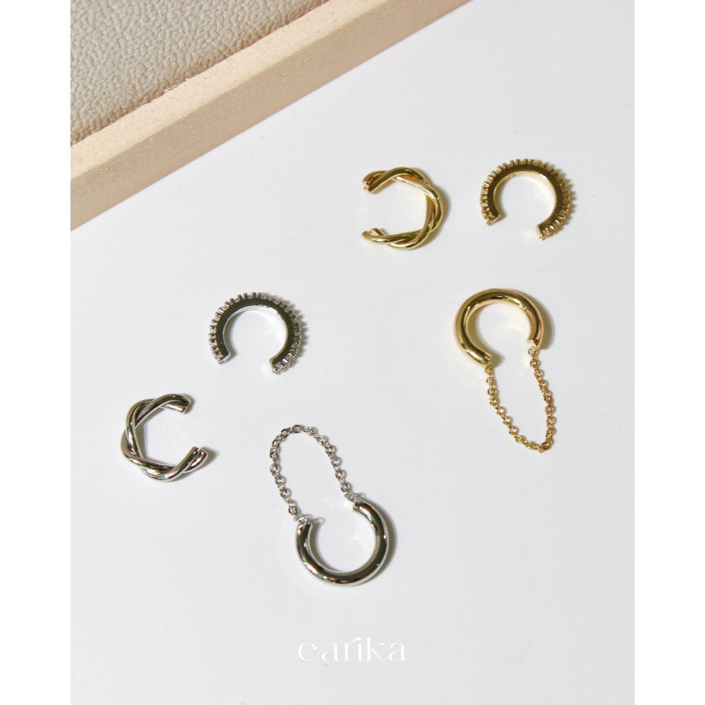 earika.earrings - classic ear cuff set เซ็ตต่างหูหนีบ 3 ชิ้น (มีให้เลือก 2 สี)