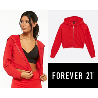 Forever 21 Active Cropped Zip-Up Hoodie เสื้อฮู๊ดสีแดง 23/263