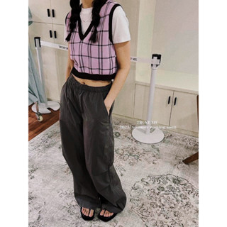 กางเกงขายาวเอวยืดผ้าไนลอน BANDED WAIST PARACHUTE PANTS