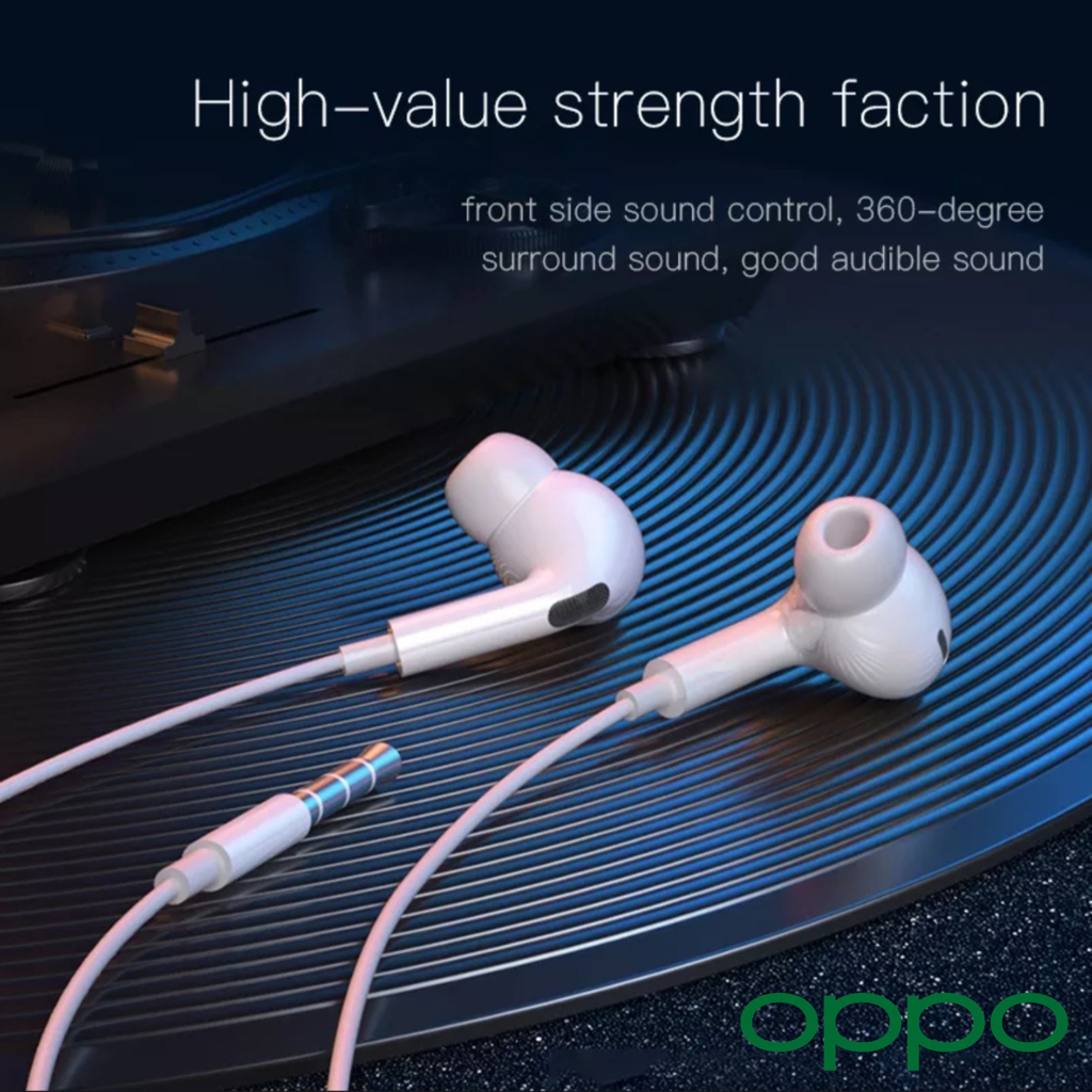 หูฟัง สมอลทอล์ค OPPO Aux 3.5 In-Ear ออปโป้ อินเอียร์ เสียงดี เบสหนัก รีโมทเล่น-หยุดเพลง-เพิ่ม-ลดระดับเสียง A15s