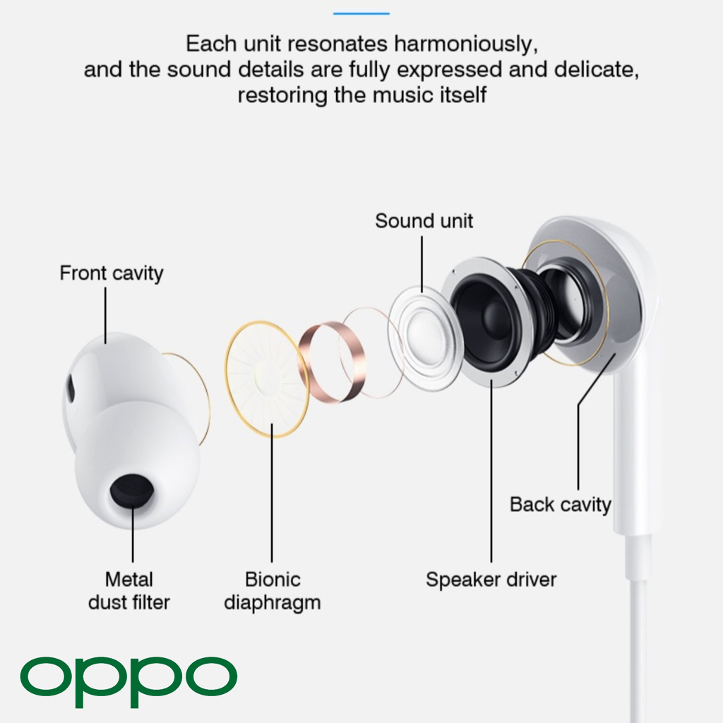 หูฟัง สมอลทอล์ค OPPO Aux 3.5 In-Ear ออปโป้ อินเอียร์ เสียงดี เบสหนัก รีโมทเล่น-หยุดเพลง-เพิ่ม-ลดระดับเสียง A15s