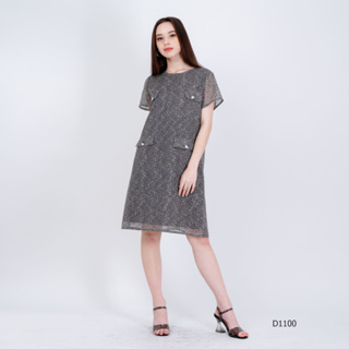 AMILA Dress AM-D1100 Cotton เจ็คการ์ด แขนสั้น IGPU23-3