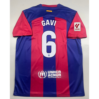 เสื้อบอล แฟนบอล บาร์เซโลน่า เหย้า 2023-24 Barcelona Home 6 GAVI อาร์มลาลีก้า