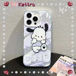 💜Kettra💜ป้องกันการหล่น ขอบเต็ม น่ารัก iPhone 11 14pro max การ์ตูน ลูกสุนัข เส้นขอบโปร่งใส เรียบง่ายcase for iPhone 12 13