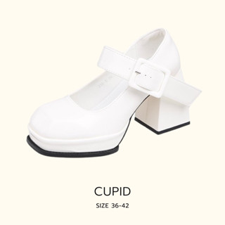 รองเท้าส้นสูง 9 CM. รองเท้านักเรียน สีขาว รุ่น Cupid