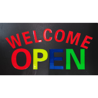 ป้ายไฟ*WELCOME(โค้ง) OPEN -กล่องเขียว* ป้ายไฟLED ป้ายไฟร้าน ป้ายไฟตกแต่งร้านป้ายไฟตัวอักษร ป้ายไฟสำเร็จรูป (LG00029)