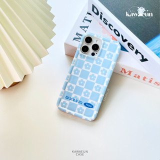 เคสดอกไม้ลายตารางสีฟ้าขาว เคสไอโฟน พร้อมส่ง เคสสำหรับ IPHONE CASE 11-14PROMAX