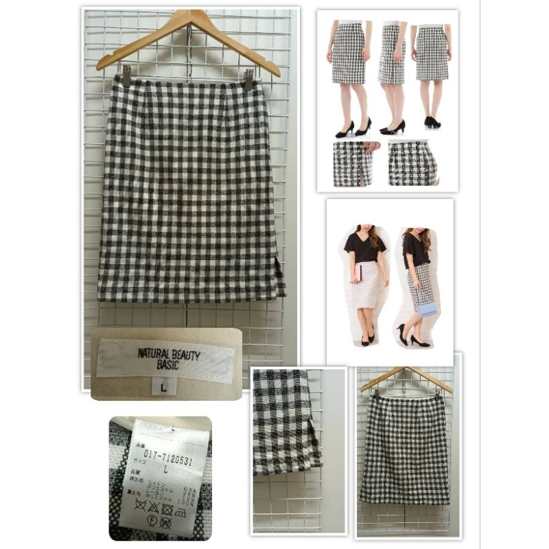 678. NATURAL BEAUTY BASIC กระโปรงลายตารางมือสองญี่ปุ่น