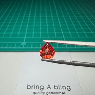 พลอยส้ม 1.22 ct (siam orange sapphire) ขนาด 7.0x6.1x3.7 มม. พลอยไทย เผาเก่า สีส้มสดสวยมากๆ