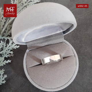 MT แหวนเงินแท้ แหวนเกลี้ยง หน้าแบน หน้ากว้าง 5 มม. ไซส์: 51, 53, 56, 58, 63, 66 Solid 925 Sterling Silver Ring (sr002-05) MT Jewelry มณีธารา