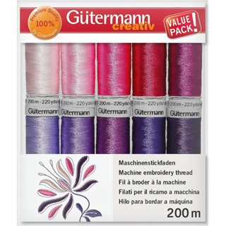 Gütermann Machine Embroidery Thread Set Rayon 40 200 m ด้ายปักจักรเซ็ท 10 สี