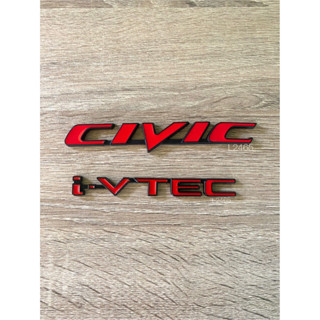 โลโก้CIVIC FD i-VTEC สีแดงขอบดำ ราคาต่อชิ้น โลโก้HONDA