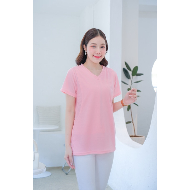 เสื้อให้นม คอวี ผ้าจุติ ให้นมแบบแหวก