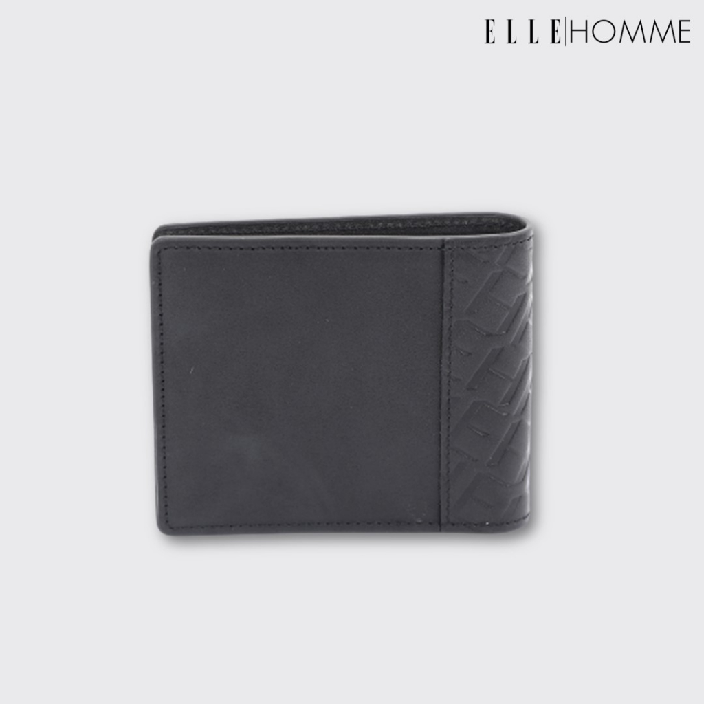 ELLE HOMME I กระเป๋าสตางค์หนังวัวแท้ สไตล์ Business แบบพับสั้น ช่องสอดบัตรเครดิต 8 ช่อง สีดำ I รุ่น W8W001