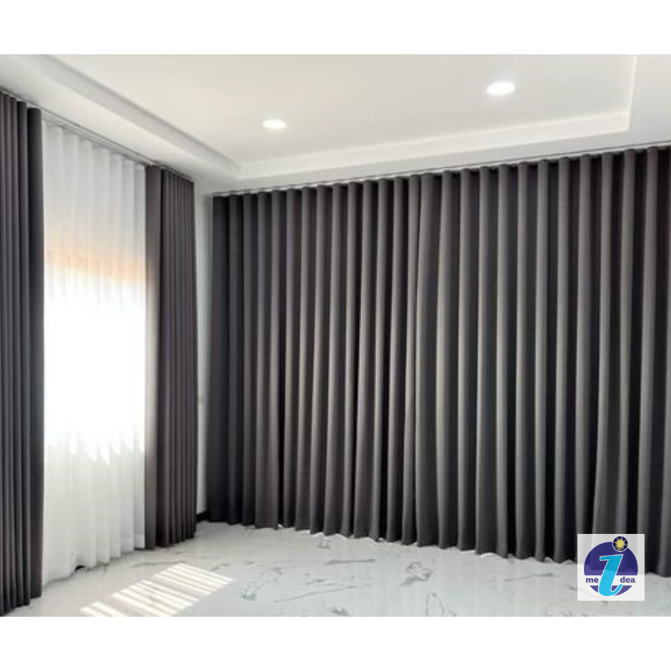 แนะนำ ผ้าม่าน ผ้าม่านกั้นห้องสีเทาเจาะตาไก่สำเร็จรูปเนื้อผ้าหนากันแสงUV 95-100% ราคาพิเศษ มีเก็บเงินปลายทาง