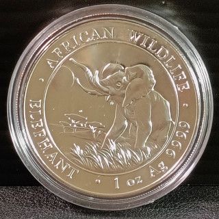 2016 Somali Republic 100 Shillings 1 oz Silver - African Wildlife Elephant