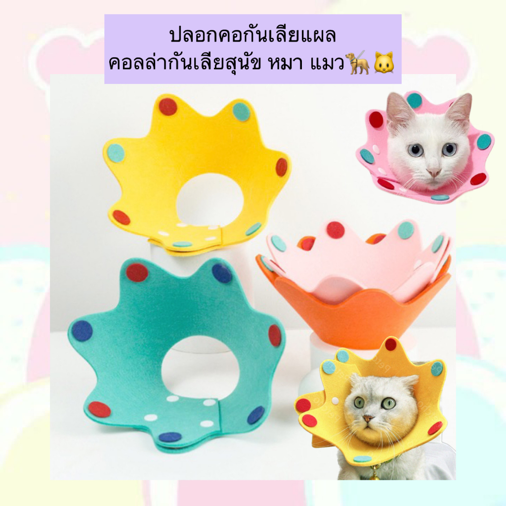 PP-456 ปลอกคอกันเลียแผล สำหรับแมวและสุนัข 🐶🐱 คอลล่ากันเลียทรงมงกุฎสุดน่ารัก ใส่ง่าย ไม่บาดผิว ราคาน่ารัก พร้อมส่งทันที!