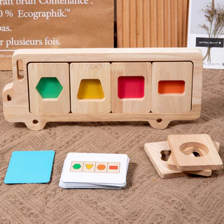 * ออกบิล (ทักแชท)บล็อกปลาวาฬ+ รถบัส Montessori จับคู่สี รูปทรง ปริศนา