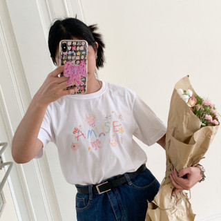 amuse stuff-Oversize funny flower เสื้อยืดสกรีนลายฟันนี่