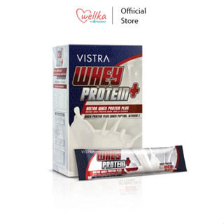 Vistra Whey Protein Plus Whey Peptide &amp;Vitamin E  โปรตีน สร้างกล้ามเนื้อ ( 15 ซอง )