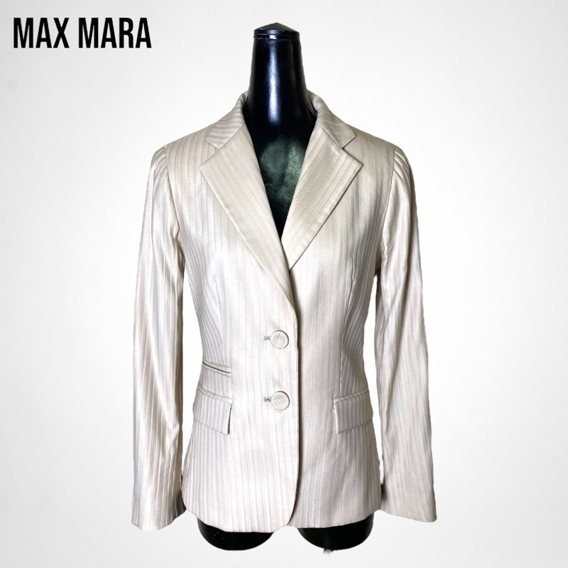 🌸Max&amp;Co by Max mara Made in Italy Beige Striped Wool Brazer Women