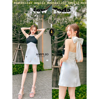 ราคาถูกที่สุด!! Amplio WINKY SWAN DRESS ผ้าวิ้งไข่มุข โบว์หลังถอดได้