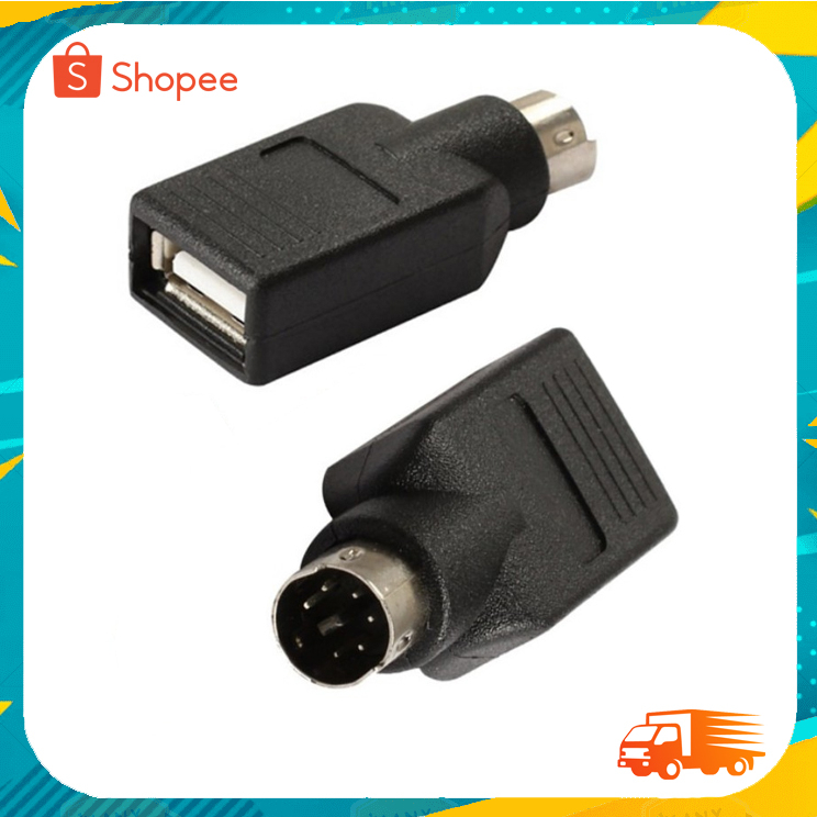 หัวแปลง PS2-ผู้ to USB-เมีย เมาส์ และ คีย์บอร์ด usb ต้องการแปลงเป็นหัว PS/2 (สีดำ)