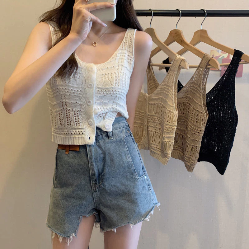 **พร้อมส่งในไทย** เสื้อตาข่ายไหมพรม สไตล์เกาหลี Y22