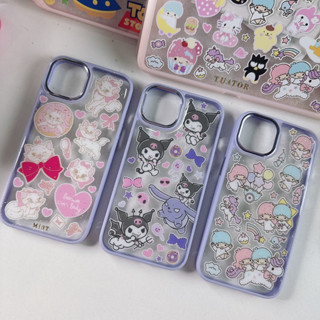 เคสไอโฟนขอบสี ติดสติ๊กเกอร์ เคลือบเรซิ่น