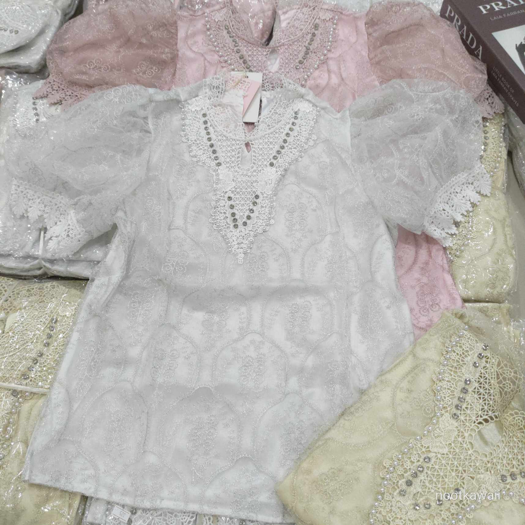 เสื้อลูกไม้แขนสั้นงานสวยคมพรีเมี่ยม มีซับทั้งตัว (รหัสb423) - รูปที่ 6