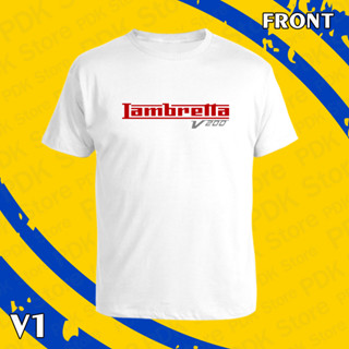 เสื้อยืด คอกลม แขนสั้น Lambretta V200 สกรีน Flex pu  ขอบสวย คมชัด ผ้า cotton 100%